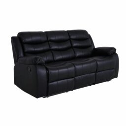 Rackhams Roma Leather Black Sofa 3+2 Seater Recliner Sofa in Black - 2 Seater - thumbnail 5
