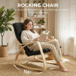 Rackhams Comfortable Relax Rocking Chair with High Back, Black - thumbnail 4