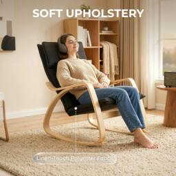 Rackhams Comfortable Relax Rocking Chair with High Back, Black - thumbnail 5