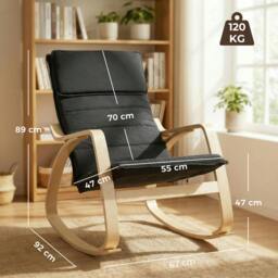 Rackhams Comfortable Relax Rocking Chair with High Back, Black - thumbnail 3