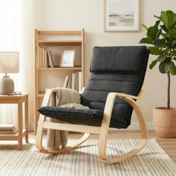 Rackhams Comfortable Relax Rocking Chair with High Back, Black