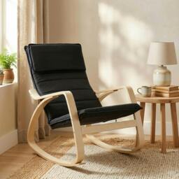 Rackhams Comfortable Relax Rocking Chair with High Back, Black - thumbnail 2