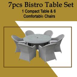 Rackhams Sorrento 6-Seater Rattan Dining Set, Round Garden Table with Chairs, Outdoor Patio Furniture Set - thumbnail 5