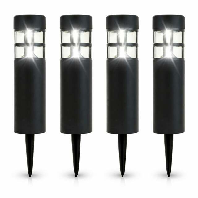Rackhams Pack of 4 Solar Stake Lights – Pillar LED Pathway Lights - image 1