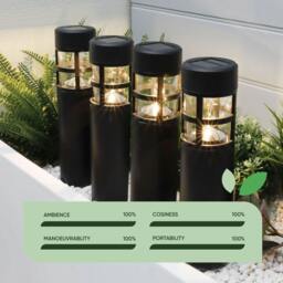Rackhams Pack of 4 Solar Stake Lights – Pillar LED Pathway Lights - thumbnail 5