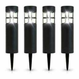 Rackhams Pack of 4 Solar Stake Lights – Pillar LED Pathway Lights - thumbnail 1