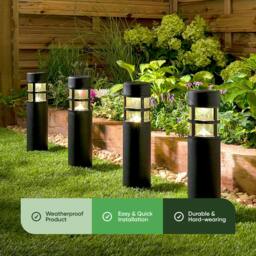 Rackhams Pack of 4 Solar Stake Lights – Pillar LED Pathway Lights - thumbnail 3