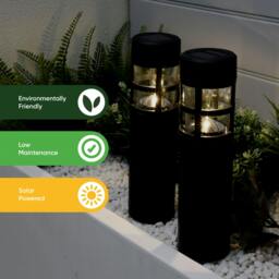 Rackhams Pack of 4 Solar Stake Lights – Pillar LED Pathway Lights - thumbnail 6