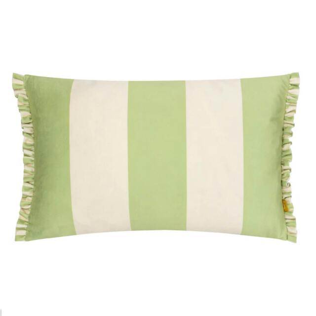 Rackhams Araya Velvet Striped Cushion Cover - Green - 30cm x 50cm - Green - 100% Polyester - image 1