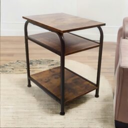 Rackhams 3 Tier Living Room Side Table Rustic Brown - thumbnail 2