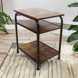 Rackhams 3 Tier Living Room Side Table Rustic Brown - thumbnail 6