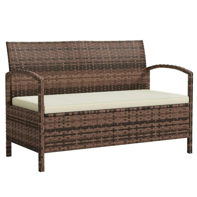 Rackhams 125L Storage Garden Bench, with Cushion - Brown