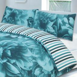 Rackhams Rose Teal Duvet Cover Set - Double - thumbnail 4