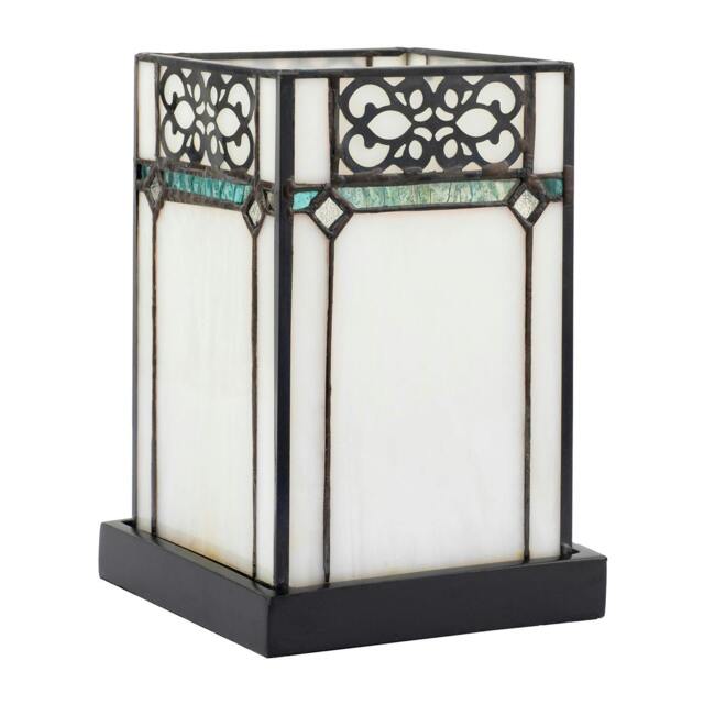 Rackhams 1920s Vintage Rectangular Tiffany Glass Table Lamp in Emerald Green - image 1