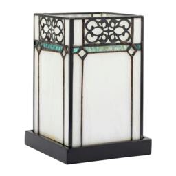 Rackhams 1920s Vintage Rectangular Tiffany Glass Table Lamp in Emerald Green - thumbnail 1