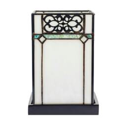 Rackhams 1920s Vintage Rectangular Tiffany Glass Table Lamp in Emerald Green - thumbnail 5