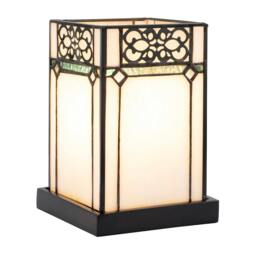 Rackhams 1920s Vintage Rectangular Tiffany Glass Table Lamp in Emerald Green - thumbnail 2
