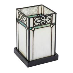Rackhams 1920s Vintage Rectangular Tiffany Glass Table Lamp in Emerald Green - thumbnail 3