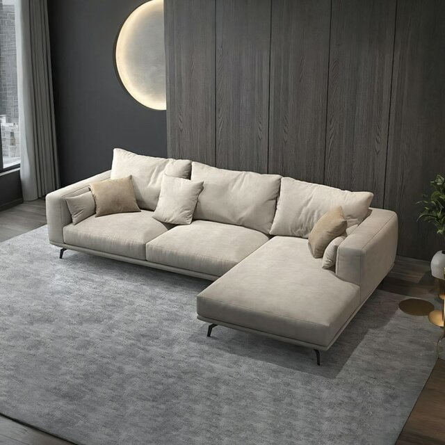 Rackhams NR23 Three Seater Corner Sofa, Leathaire - Three Seater Corner 306cm - Left Hand Facing - Black - image 1