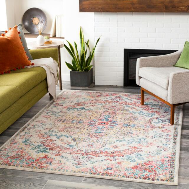 Rackhams Murat-Vintage Red Yellow Blue Traditional Boho Rug - 200 x 275 cm - image 1