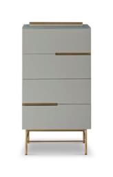 Rackhams Alberto Narrow Chests Of Drawers - Grey - Brushed Brass - 4