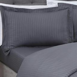 Rackhams Luxury Super Soft Easy Care Sateen Stripe Complete Bedding Set - Charcoal - King - thumbnail 3