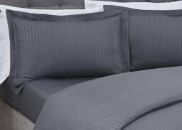 Rackhams Luxury Super Soft Easy Care Sateen Stripe Complete Bedding Set - Charcoal - King - thumbnail 2