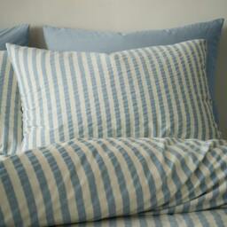 Rackhams Cotton Rich Woven Stripe Blue Duvet Cover Set - Single - thumbnail 3