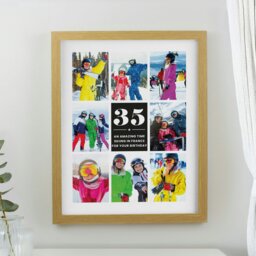 Rackhams Personalised Big Number Multi Photo Upload Oak Poster Frame - thumbnail 2