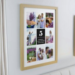 Rackhams Personalised Big Number Multi Photo Upload Oak Poster Frame - thumbnail 4