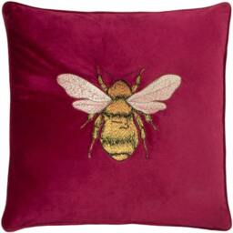 Rackhams Hortus Bee Cushion Cover - Fuchsia - 50cm x 50cm - Fuchsia - 100% Polyester