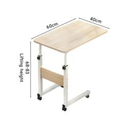 Rackhams Height Adjustable Mobile Table Overbed Desk with Wheels - Beige - thumbnail 5