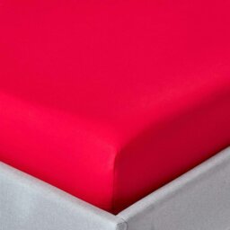 Rackhams Crisp & Cool 200 TC Egyptian Cotton Percale Fitted Sheet – 30 cm Deep - Small Double - Red - thumbnail 1