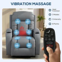 Rackhams Massage Recliner Chair, Recliner Armchair with 8 Vibration & Heat - thumbnail 4