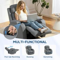 Rackhams Massage Recliner Chair, Recliner Armchair with 8 Vibration & Heat - thumbnail 5