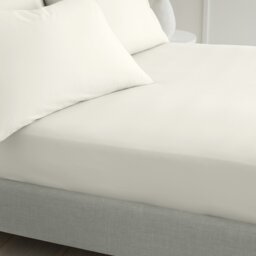 Rackhams 200 Thread Count Cotton Percale Extra Deep Fitted Sheet - Cream - Super King - thumbnail 2
