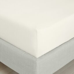 Rackhams 200 Thread Count Cotton Percale Extra Deep Fitted Sheet - Cream - Super King