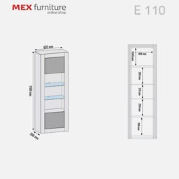 Rackhams Charming Modern Display Cabinet 170cm with Free LED – Dark Grey High Gloss Doors - thumbnail 6