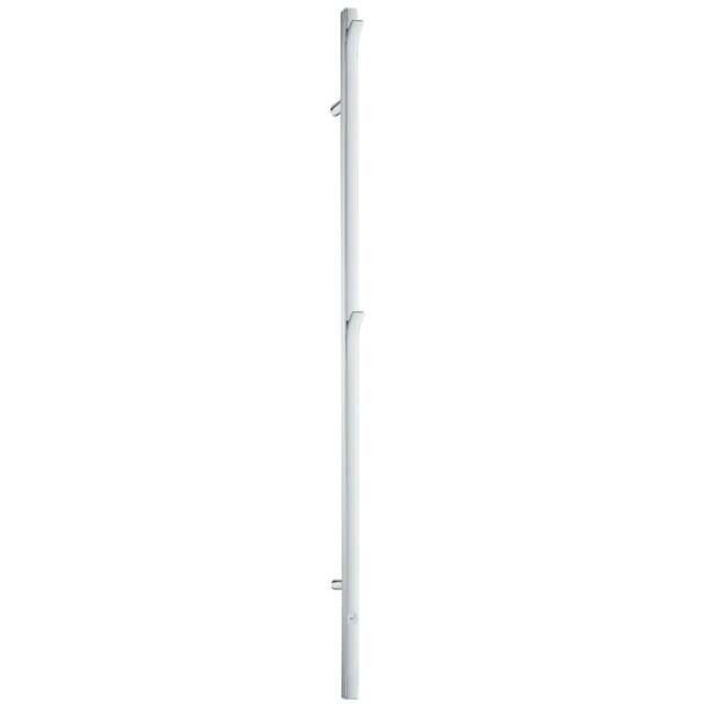 Rackhams Polished Stainless Steel Electric Heated Single Vertical Towel Hook Warmer (W)30mm x (H)1500mm Wall Mounted Bathroom Hanger - image 1
