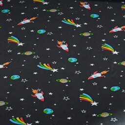 Rackhams Rainbow Rockets Fitted Sheet Black - Double - thumbnail 2
