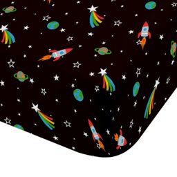 Rackhams Rainbow Rockets Fitted Sheet Black - Double - thumbnail 3