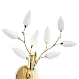 Rackhams Modern Birch Polished Brass Plated Wall Light Fixture with Clear Acrylic Leaves - thumbnail 5