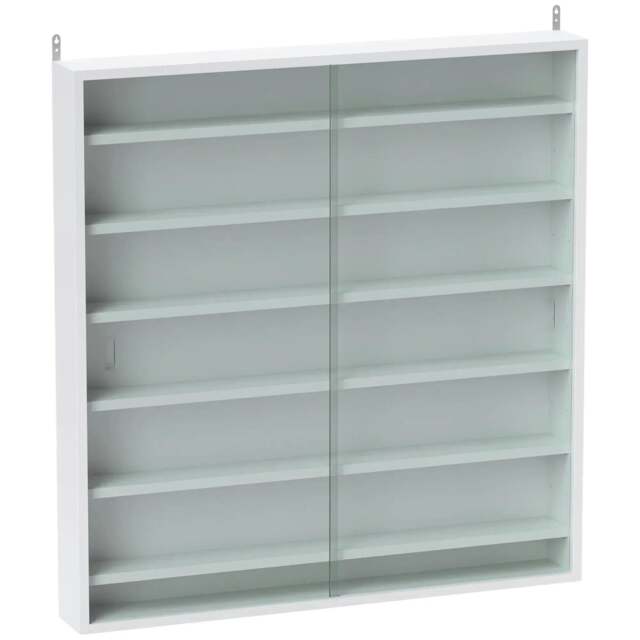 Rackhams Six Shelf Display Cabinet, with Glass Doors - White