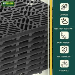 Rackhams My Garden Interlocking Decking Tiles Outdoor - 30x30cm 10 Pack Garden Plastic Tiles Weather-Resistant, Easy Install - Grey - thumbnail 4