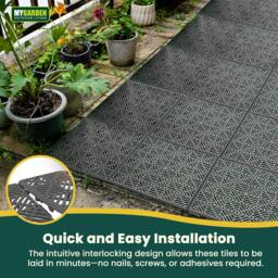 Rackhams My Garden Interlocking Decking Tiles Outdoor - 30x30cm 10 Pack Garden Plastic Tiles Weather-Resistant, Easy Install - Grey - thumbnail 5