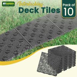 Rackhams My Garden Interlocking Decking Tiles Outdoor - 30x30cm 10 Pack Garden Plastic Tiles Weather-Resistant, Easy Install - Grey - thumbnail 3