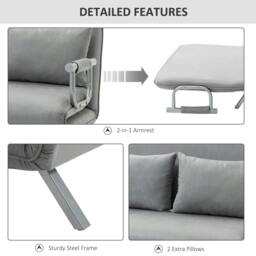 Rackhams Two-Seater Click-Clack Sofa Bed - Light Grey - thumbnail 5