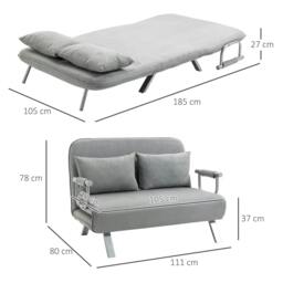 Rackhams Two-Seater Click-Clack Sofa Bed - Light Grey - thumbnail 3