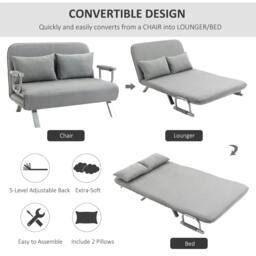 Rackhams Two-Seater Click-Clack Sofa Bed - Light Grey - thumbnail 4