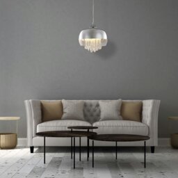Rackhams Luna Pendant 21CM 1XE14 Designer Light Crafted From A Chrome Fitting And Glass Shades With Suspended Crystals